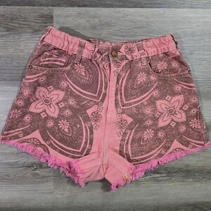 Pilcro Pink Boho Paisley Denim Shorts - Size XS